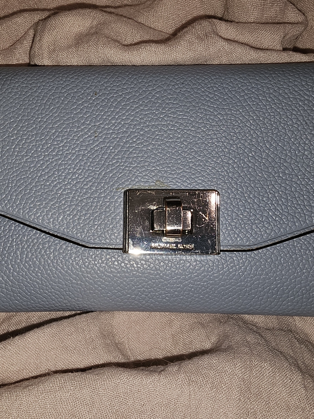 Michael Kors Blue Leather Crossbody Clutch
